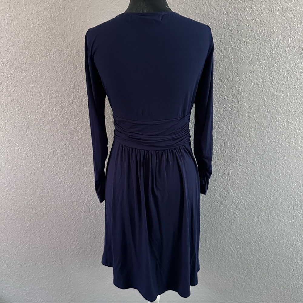 Max Studio Navy Faux Wrap Long Sleeve Dress Size M - Picture 5 of 9